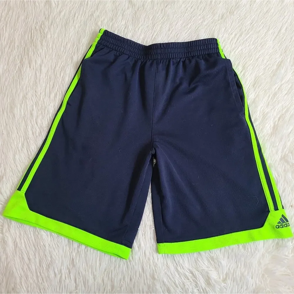 Adidas Navy Blue And‎ Green Athletic Shorts Boys Size XL